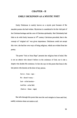 CHAPTER - II EMILY DICKINSON AS A MYSTIC POET