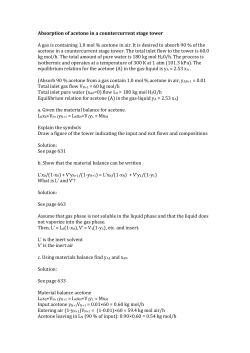 Absorption of acetone in a countercurrent stage tower