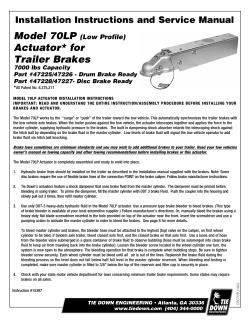 Model 70LP (Low Profile) Actuator* for Trailer Brakes