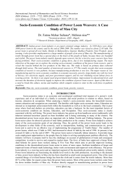 Socio-Economic Condition of Power Loom Weavers: A Case Study