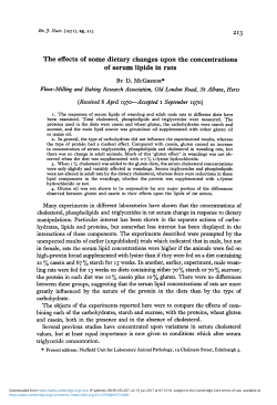 The effects of some dietary changes upon the concentrations of