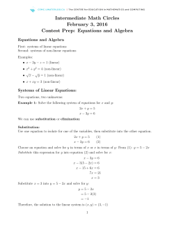 Intermediate Math Circles February 3, 2016 Contest Prep