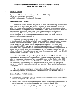 Math 002 and Math 012 Proposal for Permanent Status for