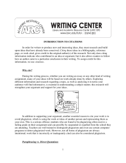 1 INTRODUCTION TO CITATIONS In order for writers to produce