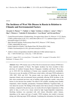The Incidence of West Nile Disease in Russia in Relation to Climatic
