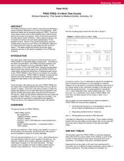 SUGI 25: PROC FREQ: It`s More Than Counts