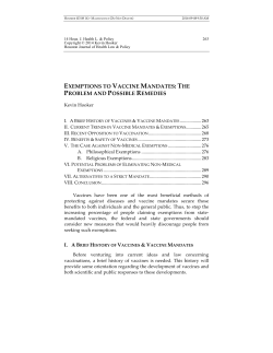 Exemptions to Vaccine Mandates: The Problem and Possible