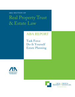 ABA REPORT: Task Force Do-It Yourself Estate Planning