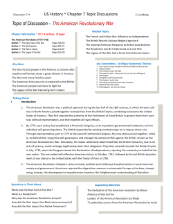 Topic of Discussion – The American Revolutionary War