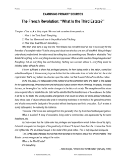 The French Revolution: &ldquo;What Is the Third Estate?&rdquo;