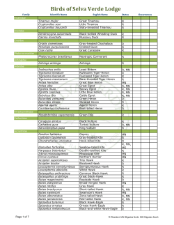 site-specific bird list