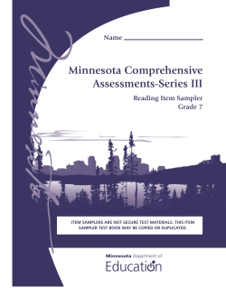 Grade 3 Reading MCA-II Item Sampler