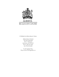 Alberta Rules of Court - Alberta Queen`s Printer