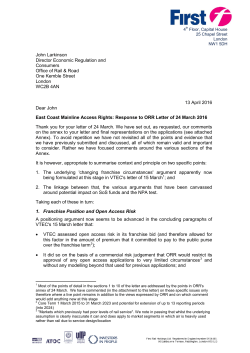 East Coast Mainline access rights: response to ORR letter of 24