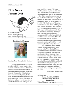 January 2015 - Peace History Society