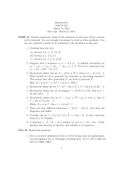Homework 6 MACM 101 March 14, 2014 Date due: March 21, 2014