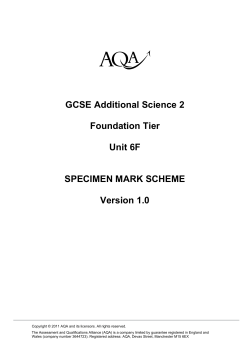 GCSE Additional Science Specimen Mark Scheme