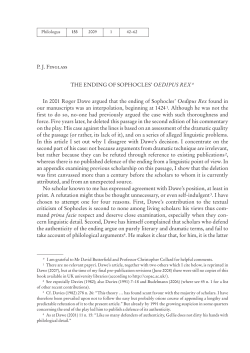 P. J. Finglass THE ENDING OF SOPHOCLES` OEDIPUS REX* In