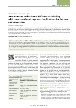 Amendments to the Sexual Offences Act dealing with consensual