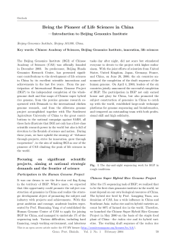 Being the Pioneer of Life Sciences in China