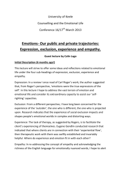 Emotions- Our public and private trajectories: Expression, exclusion