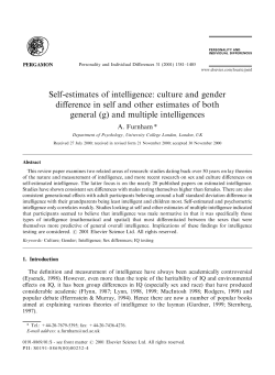Self-estimates of intelligence: culture and gender difference in self