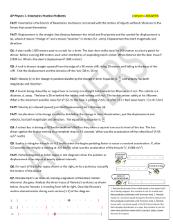 AP Physics 1- Kinematics Practice Problems (version 4 ANSWERS