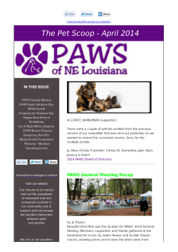 The Pet Scoop ~ April 2014 - PAWS of Northeast Louisiana