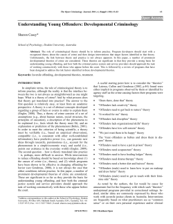 Understanding Young Offenders: Developmental Criminology