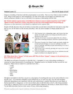 Student Lesson 1.2 How Do We Speak of God? Image is everything