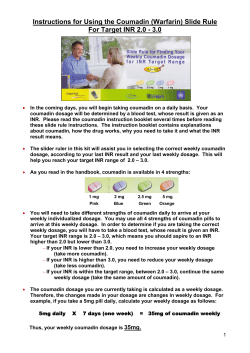 (Warfarin) Slide Rule - Hadassah Medical Center