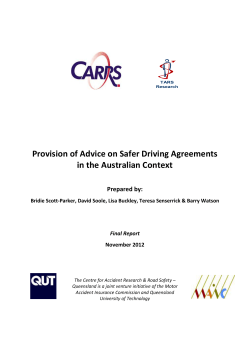 Provision of Advice on Safer Driving Agreements in the Australian