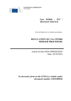 Case M.8046 - TUI / TRANSAT FRANCE REGULATION