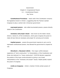 Government Chapter 6: Congressional Powers 6