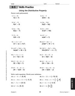 Skills Practice Using the Distributive Property