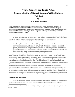 Quaker Identity of Robert Barber of White Springs