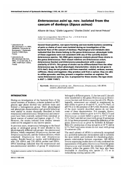 Enterococcus asini sp. nov. isolated from the caecum of donkeys
