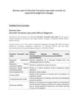 Business cases for Securities Transaction type codes