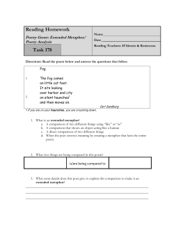 Reading Homework Poetry Genre: Extended Metaphor