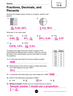 Fractions, Decimals, and Percents