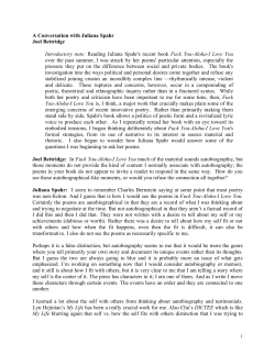 Conversation with Juliana Spahr