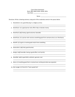Cycle 4 Root Homework Root= BEN, BENE, BON= GOOD, WELL
