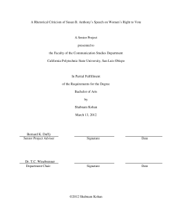 A Rhetorical Criticism of Susan B. Anthony`s Speech on Women`s