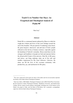 Teach Us to Number Our Days - South African Theological Seminary
