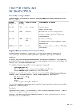 Forestville Hockey Club Hot Weather Policy