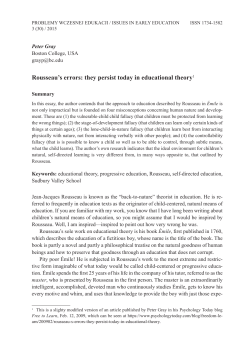 Rousseau`s errors: they persist today in educational theory1