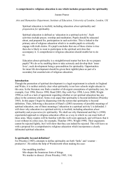 1 A comprehensive religious education is one which includes