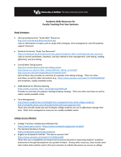 Academic Skills Resources for Faculty Teaching First