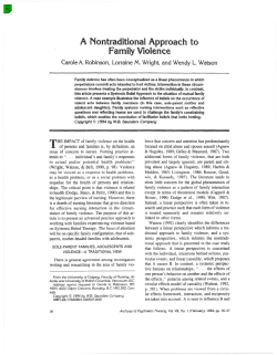 A Nontraditional Approach to Family Violence