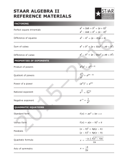 staar algebra ii reference materials